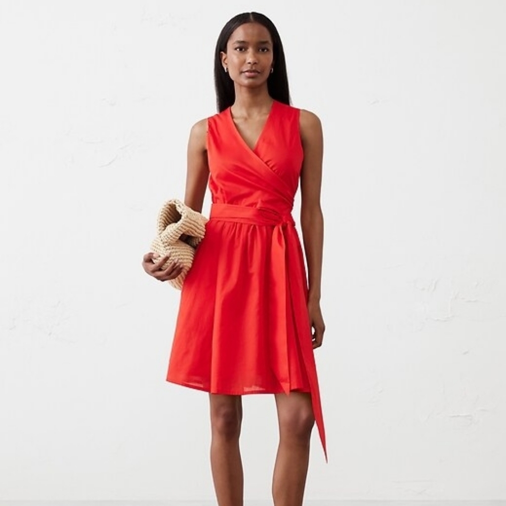 Banana Rebulic Voile Wrap-Waist Mini Dress New Large